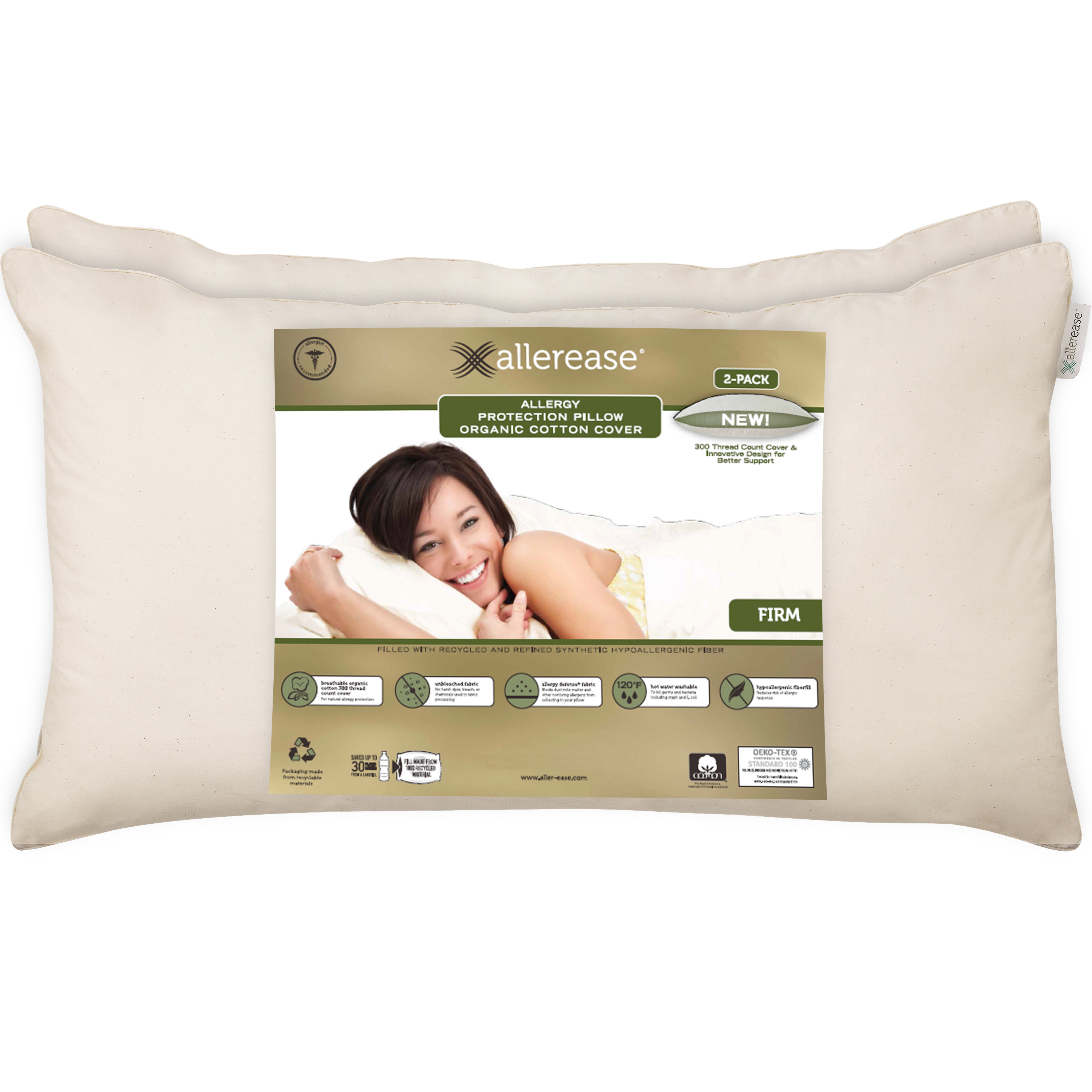 Allerease Natural Allergy Protection Pillow 2pcs Allerease Natural Allergy Protection Pillow 2pcs